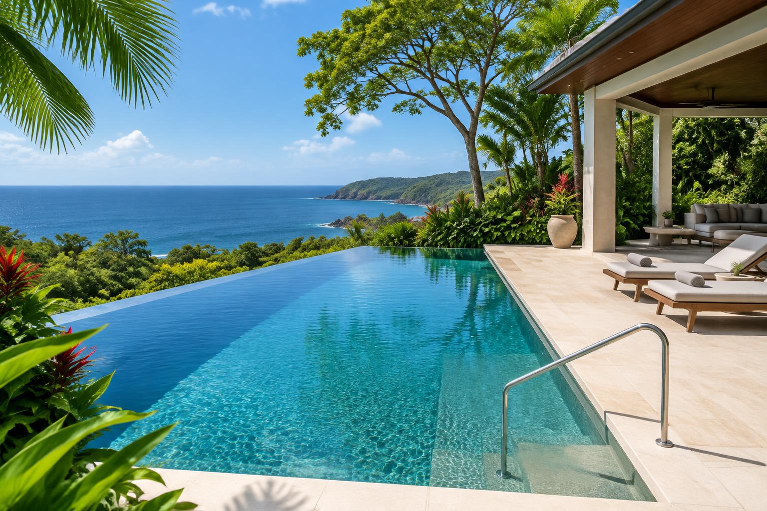 A peaceful infinity pool overlooking the Pacific